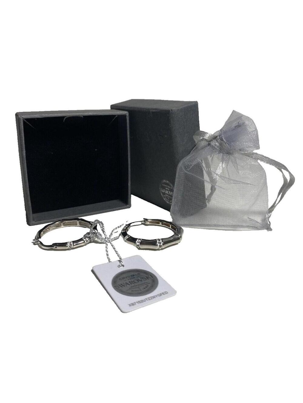 Swarovski Crystal Mini Hoop Earrings Silver with Crystal Details New Womens Gift